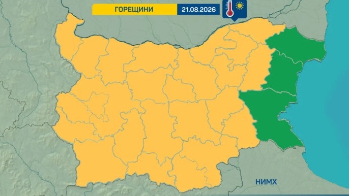 Жълт код за високи температури в почти цялата страна на 21 август