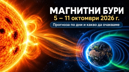 Магнитни бури през седмицата 5–11 октомври 2026 г.: G1 буря се очаква още в понеделник. Обновена